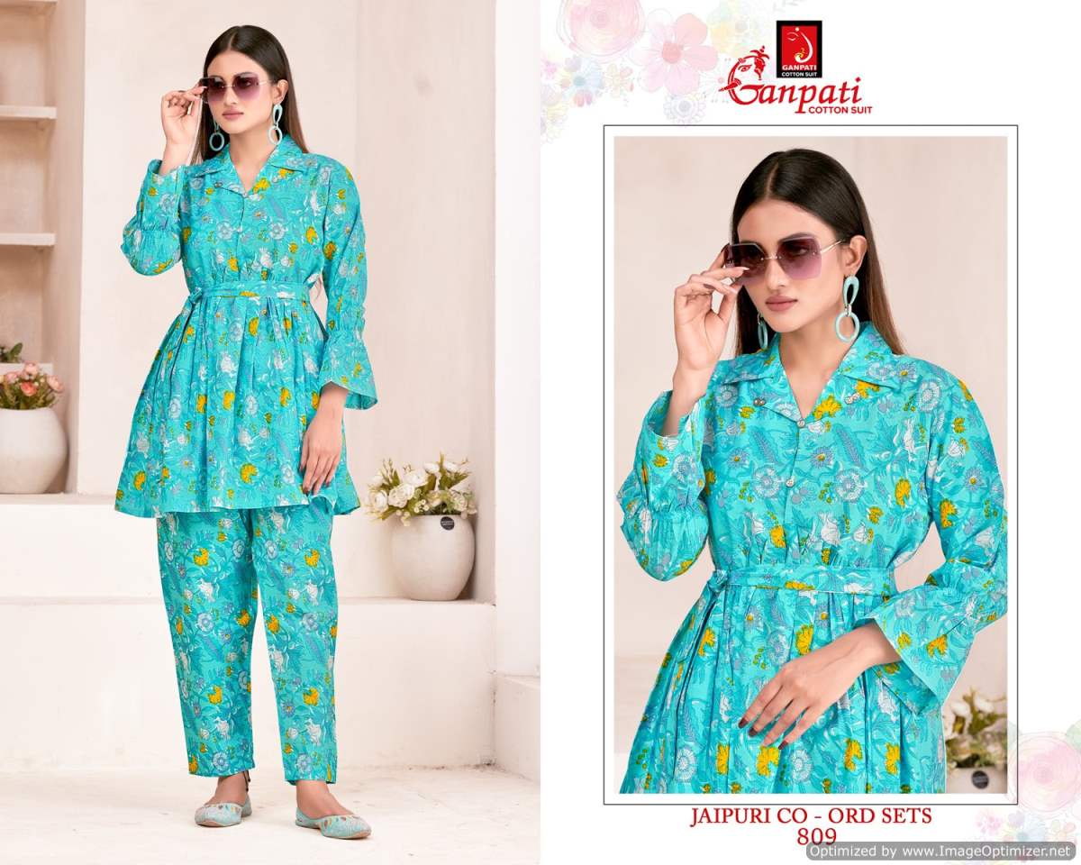 Jaipuri Vol 8 By Ganpati Heavy Pure Cotton Cord Set Top With Bottom Wholesale Shop In Surat